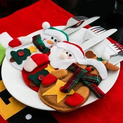 Cute Christmas Table Decoration Cutlery Bag/Santa Claus /Snowman/ Elk/ Kitchen Tableware Holder Pocket