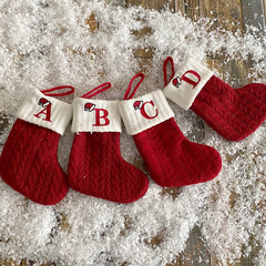 Cozy Knit Socks, Embroidered Candy Gift Bag, Letter Christmas Stocking - Perfect for the Little Ones!