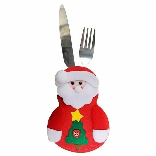 Cute Christmas Table Decoration Cutlery Bag/Santa Claus /Snowman/ Elk/ Kitchen Tableware Holder Pocket