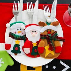 Cute Christmas Table Decoration Cutlery Bag/Santa Claus /Snowman/ Elk/ Kitchen Tableware Holder Pocket