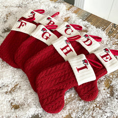 Cozy Knit Socks, Embroidered Candy Gift Bag, Letter Christmas Stocking - Perfect for the Little Ones!