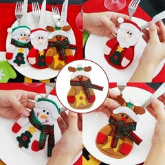 Cute Christmas Table Decoration Cutlery Bag/Santa Claus /Snowman/ Elk/ Kitchen Tableware Holder Pocket