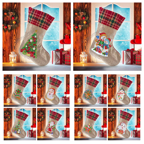 5D Diamond Painting Xmas Rhinestone Sock Embroidery Mosaic Hanging Gift Bag