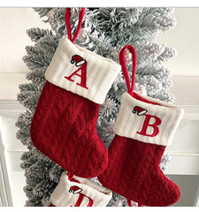 Cozy Knit Socks, Embroidered Candy Gift Bag, Letter Christmas Stocking - Perfect for the Little Ones!