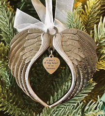 Christmas Ornaments Angel Wings Bell--Memorial Christmas Gift