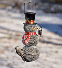 ⛄Solar Snowman Metal Mesh Bird Feeder🐦