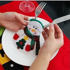 Cute Christmas Table Decoration Cutlery Bag/Santa Claus /Snowman/ Elk/ Kitchen Tableware Holder Pocket